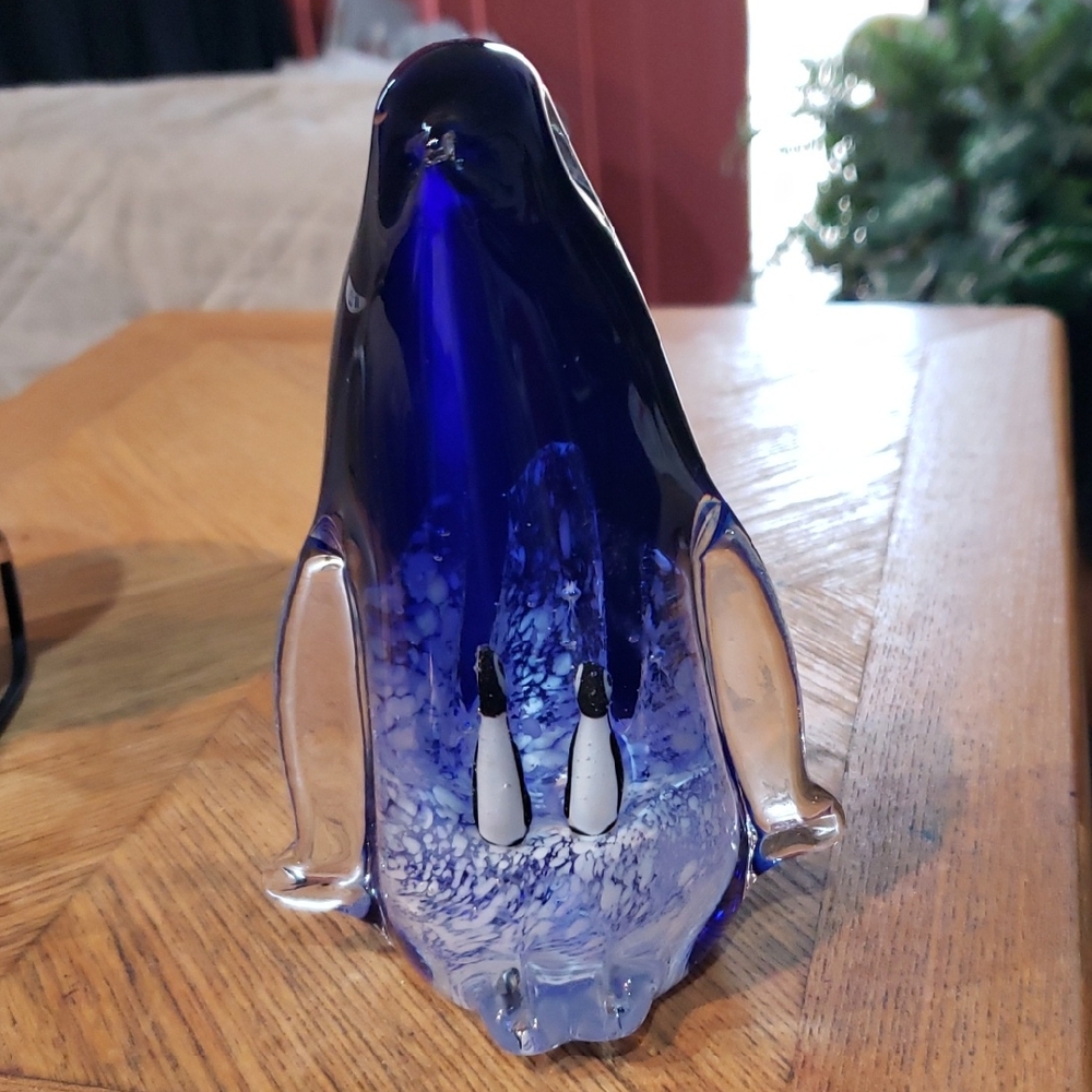 Blue Glass Penguin Figurine